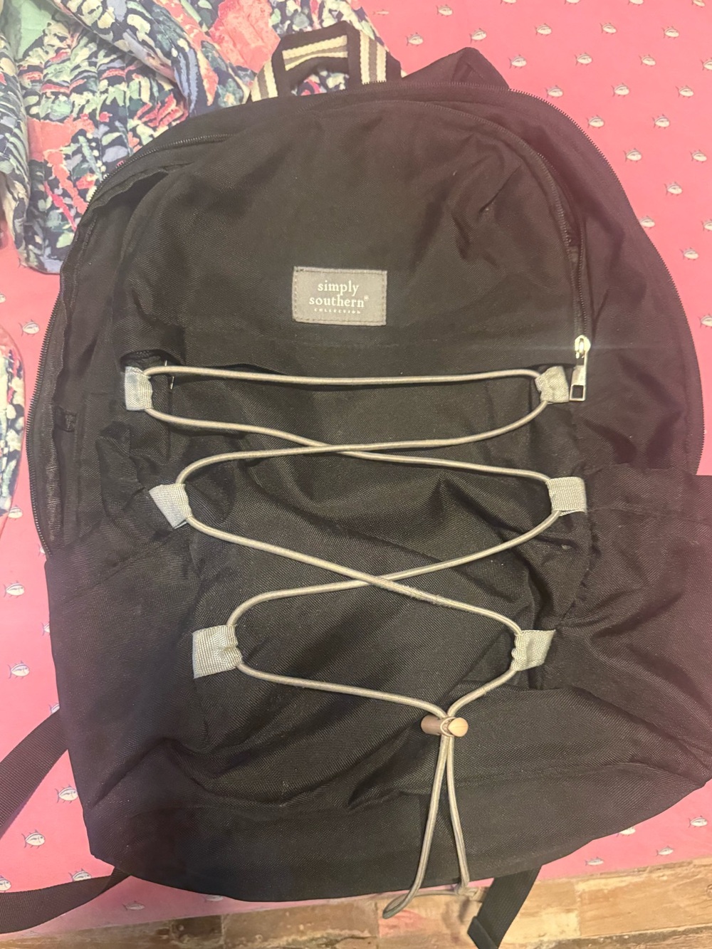 Simply Southern Black Backpack with Front Bungee Cord